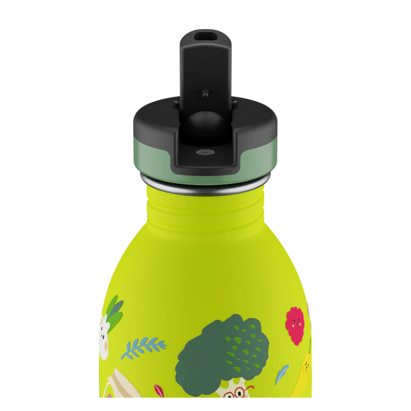 24Bottles Urban Drikkeflaske Barn 500 ml - Veggie Friends øvre halvdel- Suztain.no