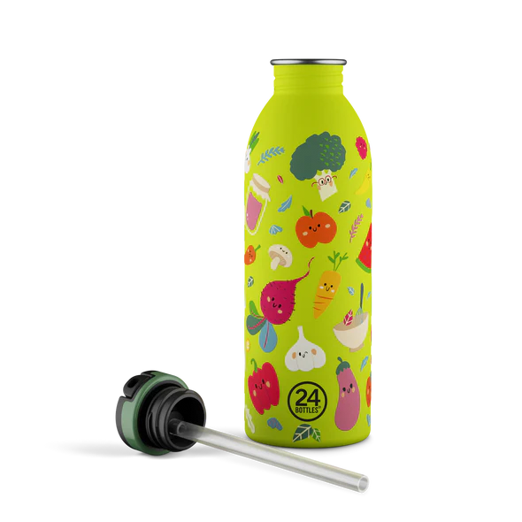 24Bottles Urban Drikkeflaske Barn 500 ml - Veggie Friends med korken av - Suztain.no