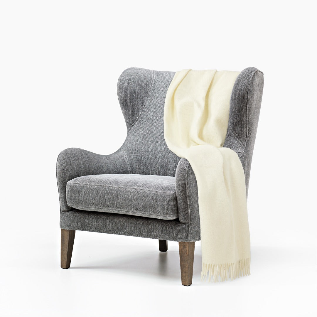 Læsø Ullpledd 140x240 cm - Hvit Diagonal Læsø Garnspinderi