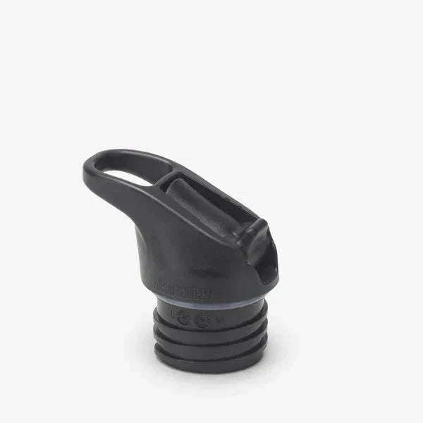 Klean Kanteen Classic drikkeflaske lokk med ergonomisk tut i svart polypropylen, sett fra siden