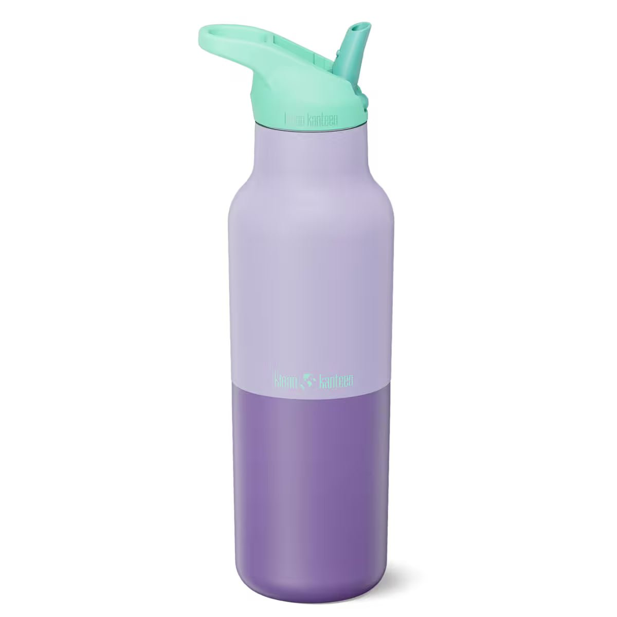 Klean Kanteen drikkeflaske 473 ml i lilla og mint farger med sportstut for hverdagsbruk