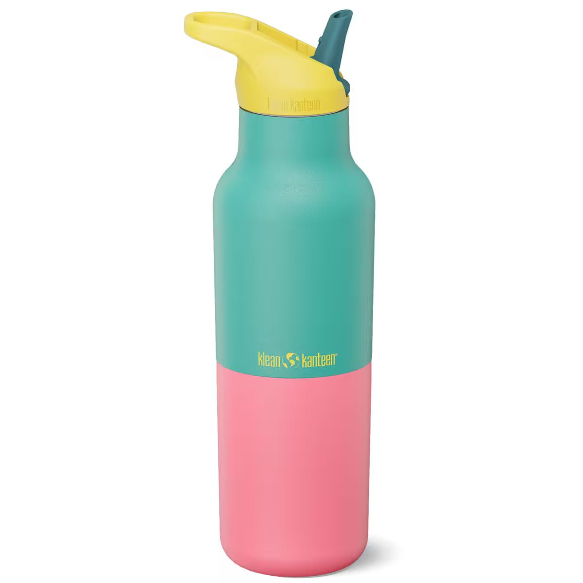 Klean Kanteen isolert drikkeflaske 473 ml Turquoise Kaleidoscope i rustfritt stål med gul drikketut