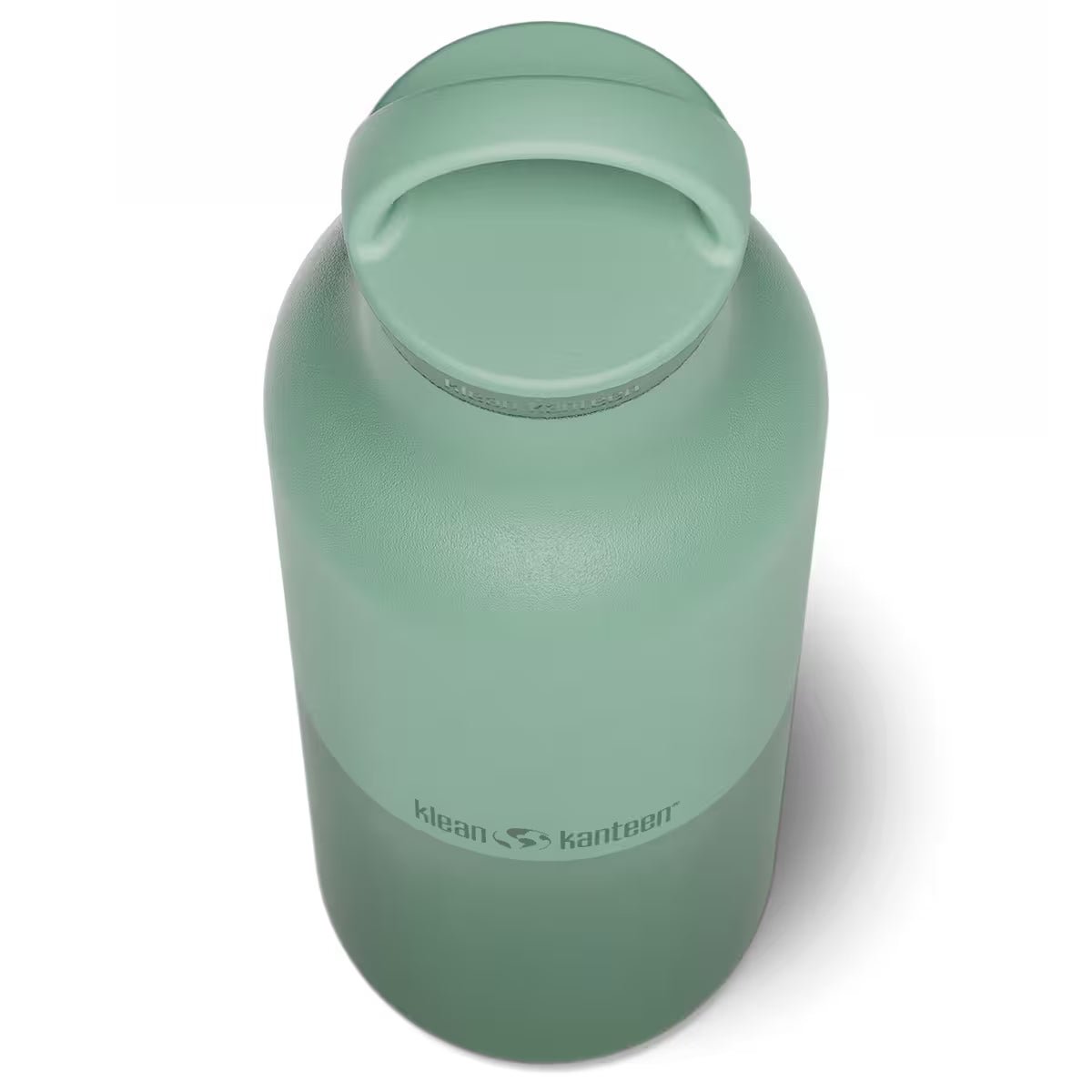 Klean Kanteen Termoflaske 592 ml Iceberg grønn i rustfritt stål, sett ovenfra med logo på siden