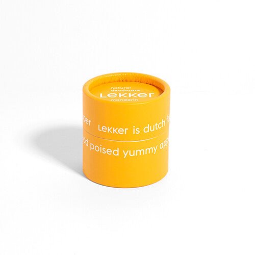 The Lekker Company deodorant Mandarin & Lemon i papphylse, sett fra siden med åpen topp