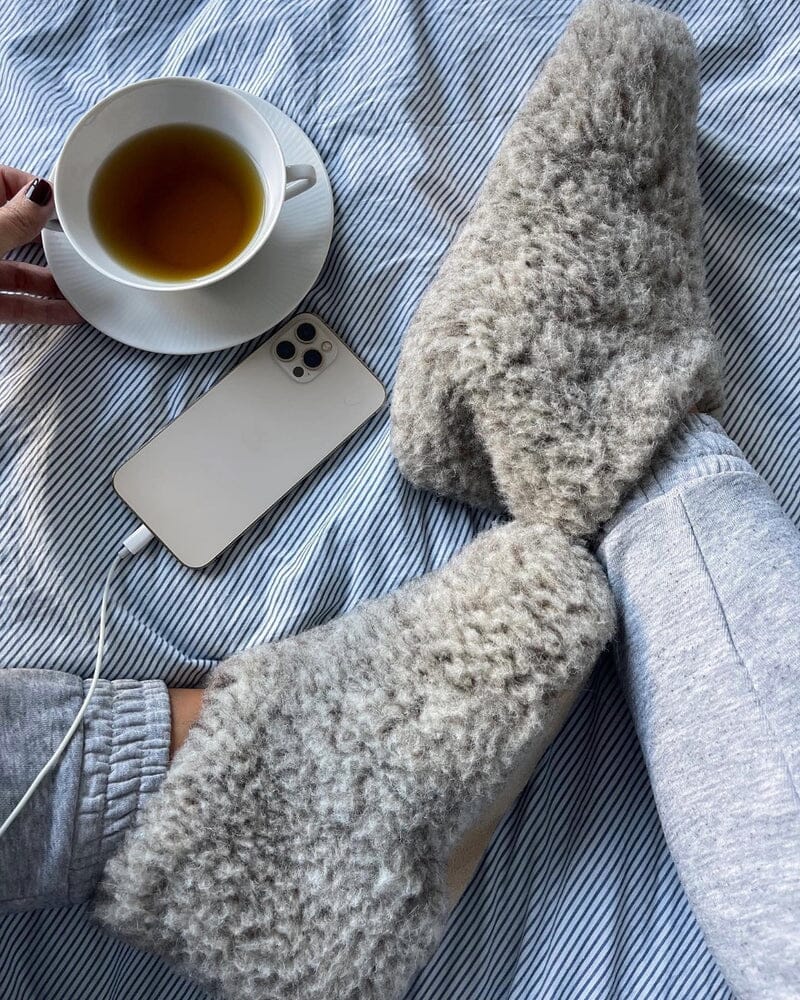 The Cozy Sheep Uldhjemmesko – Lysegrå (Lav model)