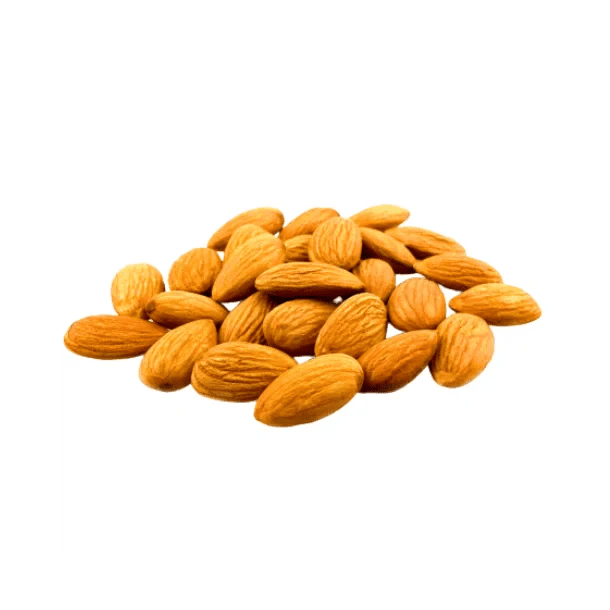 Suztain økologiske mandler Valencia 1 kg i naturlig brun farge på hvit bakgrunn