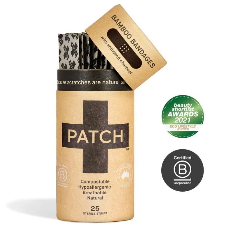 PATCH - Komposterbare bambusplaster - Aktivt kull - 25 stk - Suztain.no