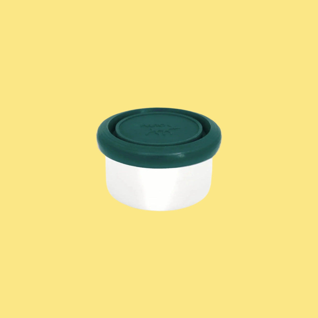 Pulito Pure Dip Box 250 ml hvit med mørkegrønn lokk i rustfritt stål og silikon, sett fra siden