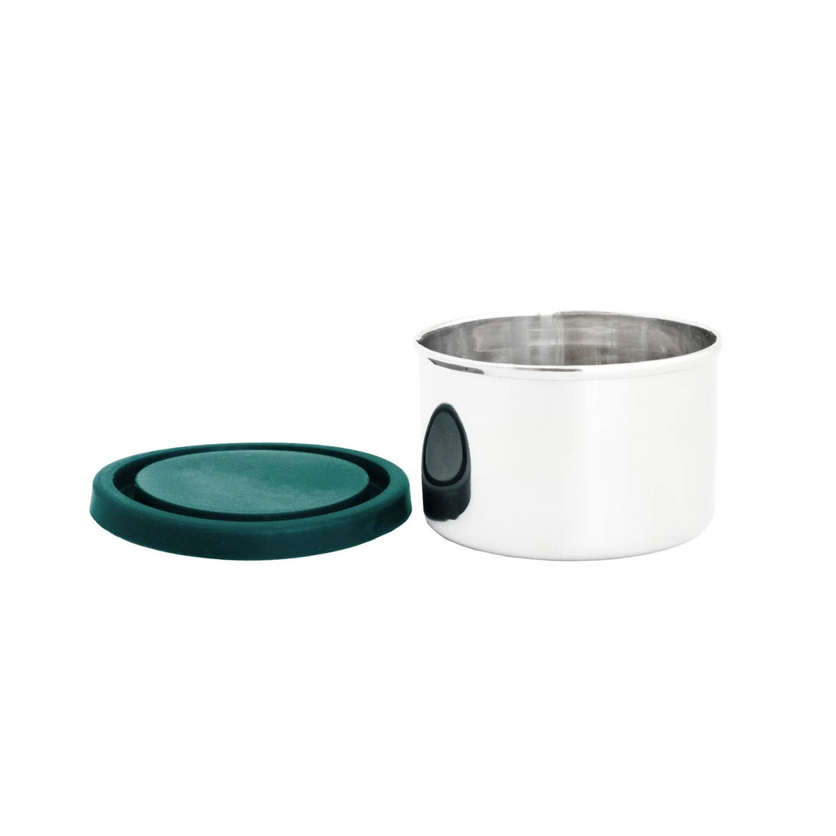 Pulito Pure Dip Box 250 ml hvit med mørkegrønn lokk i rustfritt stål og silikon, med lokket av