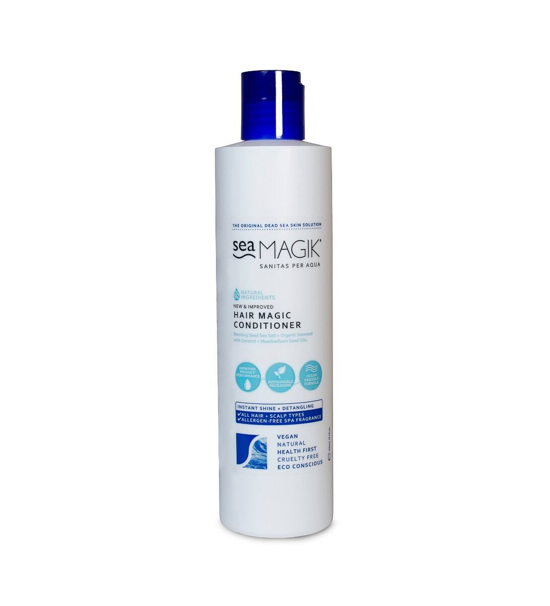 Sea Magik Hair Magic Balsam 300 ml hvit i plastflaske med blått lokk, sett forfra