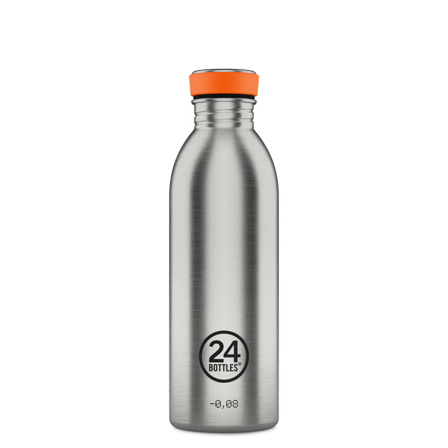 24Bottles Urban Drikkeflaske 500 ml - Steel sett forfra på hvit bakgrunn