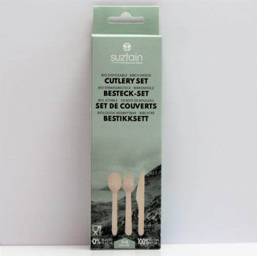 Suztain - Engangsbestikk Sett i bjørketre 24 stk - Suztain.no