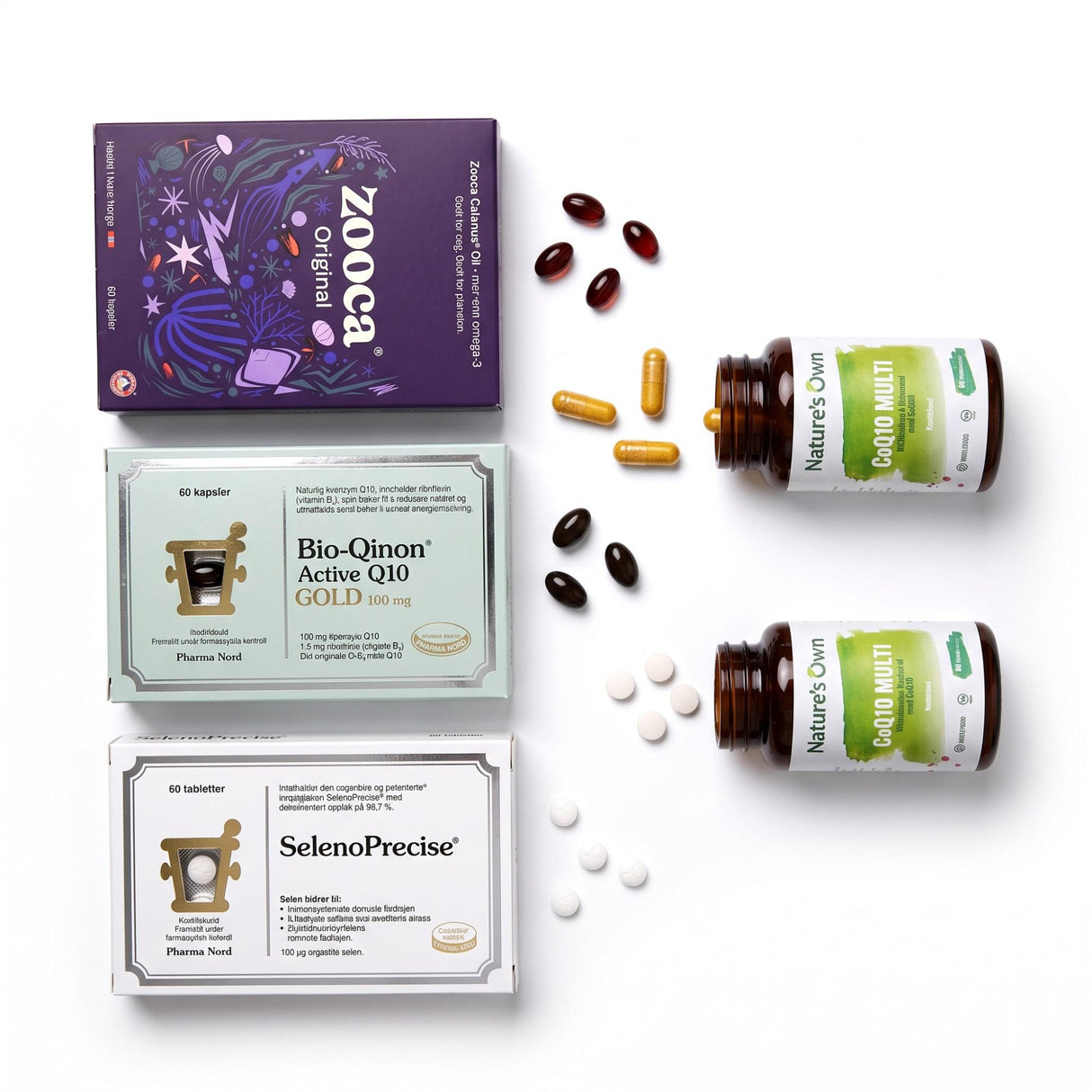100-årspakken – Selen, Q10, D-vitamin og omega-3