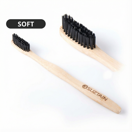 Suztain Tannbørste i Bambus Voksen Soft - Sort