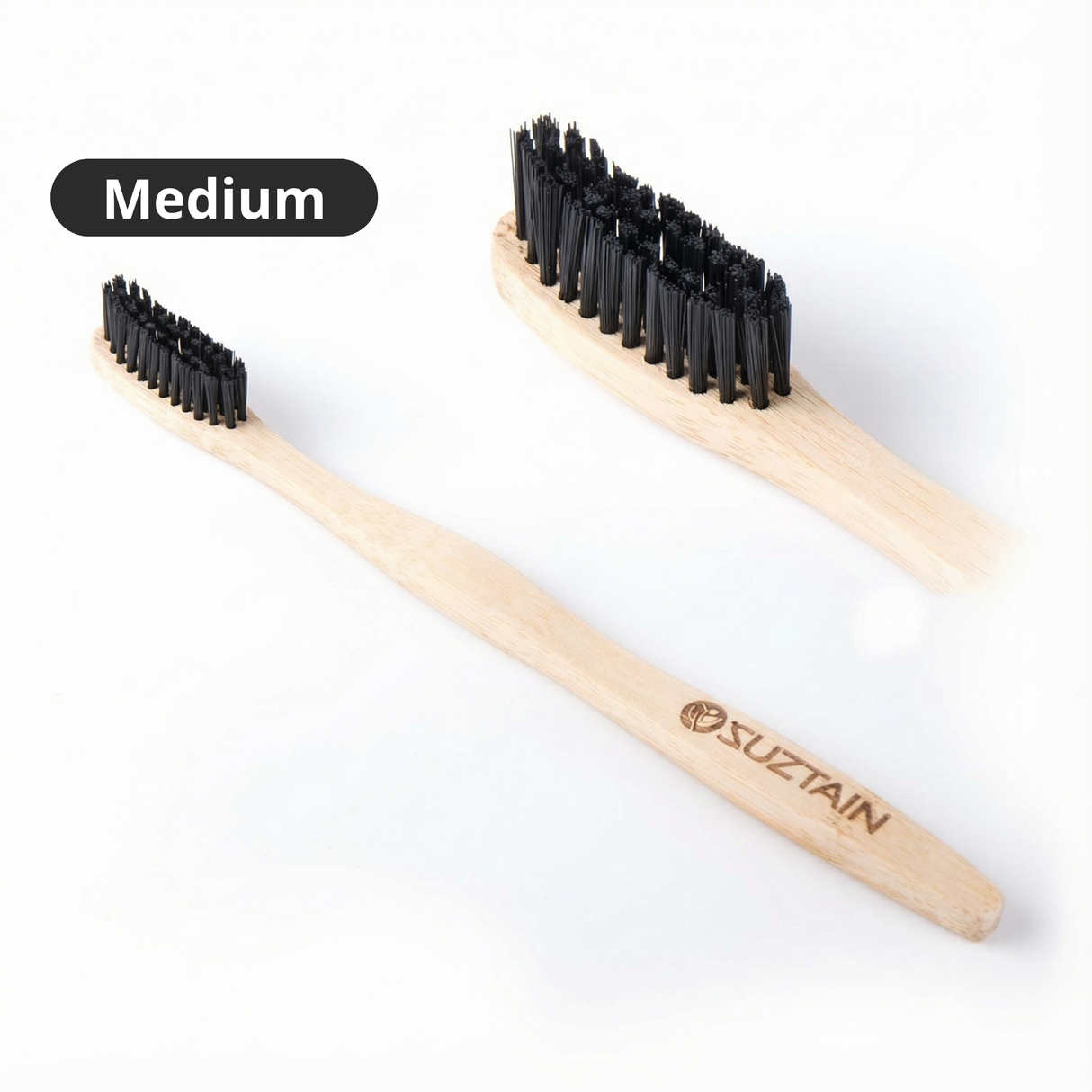 Suztain Tannbørste i Bambus Voksen Medium - Sort