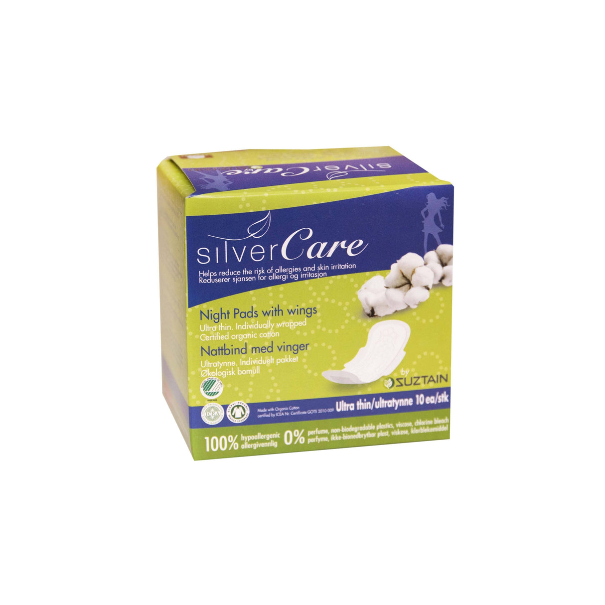 Silvercare by Suztain - Natbind med vinger - 10 stk - Ultra Tynd - Suztain.no 