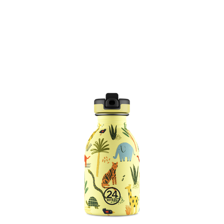 24Bottles Urban Drikkeflaske Barn 250 ml - Jungle Friends sett forfra, med drikketut