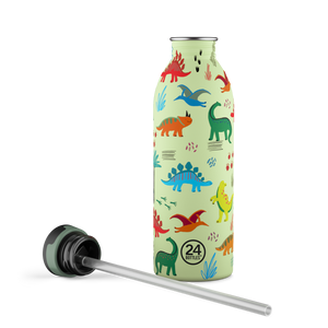 24Bottles Urban drikkeflaske barn 500 ml med dinosaurmønster i fargerik design