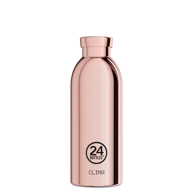 24Bottles Clima Drikkeflaske 500 ml - Rose Gold termos. sett forfra på hvit bakgrunn Suztain.no