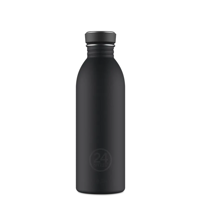 24Bottles Urban Drikkeflaske 500 ml - Tuxedo Black sett forfra på hvit bakgrunn Suztain.no