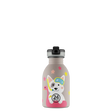 24Bottles Urban Drikkeflaske Barn 250 ml - Lucky Dog med Sport Lid drikketut, sett forfra med søtt motiv