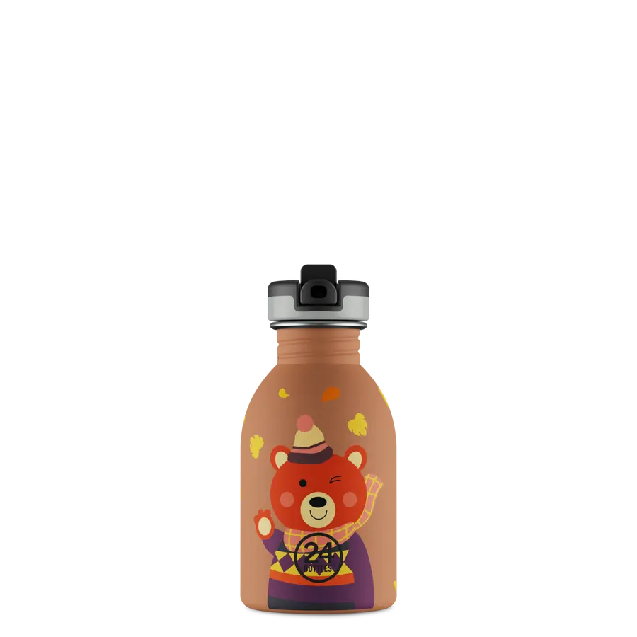 24Bottles Urban Drikkeflaske Barn 250 ml - Sweet Bear med hendig tut som gjør det lett å drikke, sett forfra