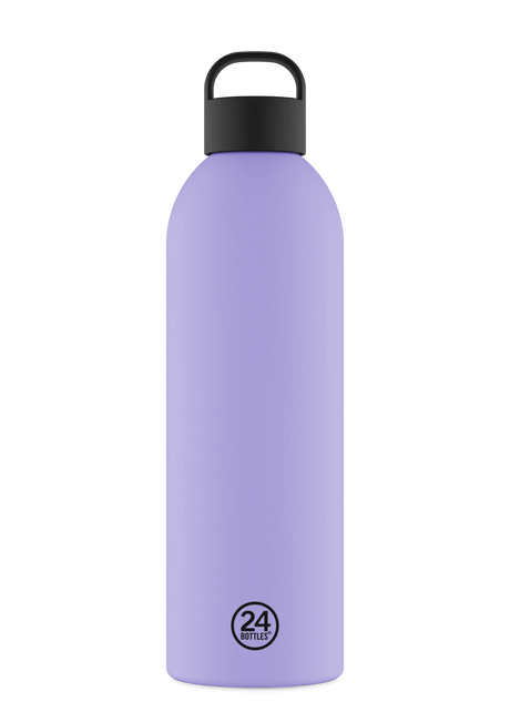 24Bottles Clima Drikkeflaske 1500 ml Erica i rustfritt stål, sett fra siden med logo nederst