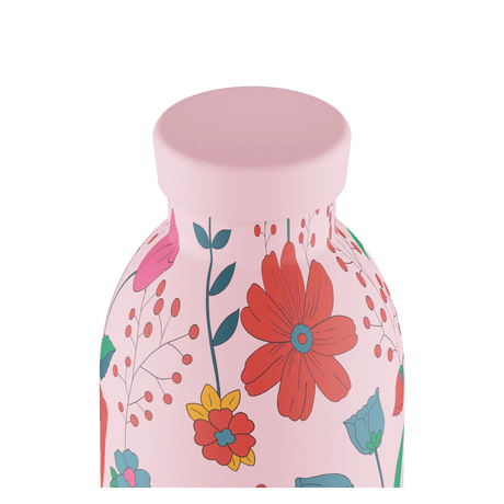 24Bottles Clima Drikkeflaske 500 ml Bloom Bloom Pink i rustfritt stål, nærbilde av flaskehalsen
