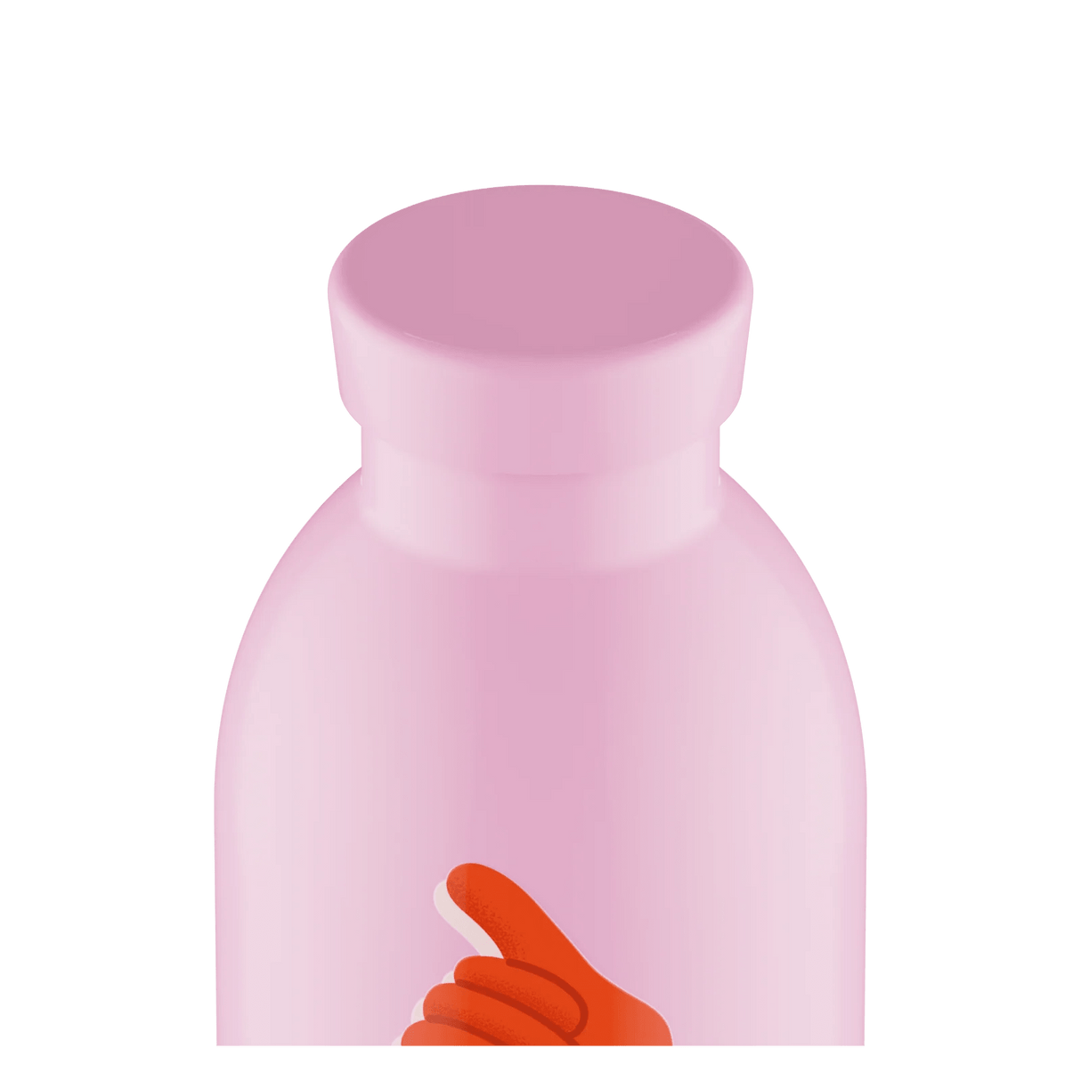 24Bottles Clima Drikkeflaske 500 ml Hey! Pink i rustfritt stål, nærbilde av flaskehalsen