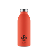 24Bottles Clima Drikkeflaske 500 ml Pachino i rustfritt stål, sett forfra med logo og modellnavn