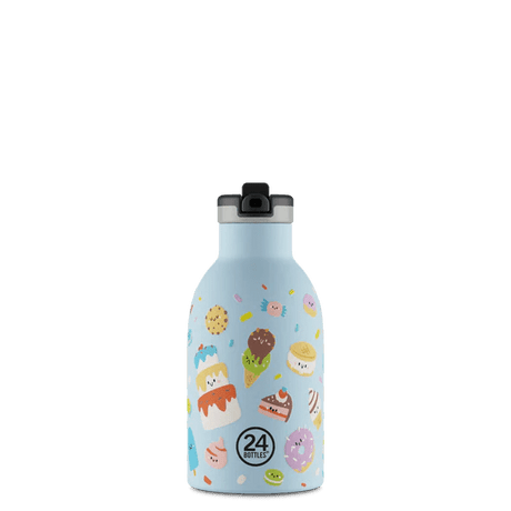 24Bottles Clima drikkeflaske 330 ml Sweet Friends lyseblå i rustfritt stål, sett forfra