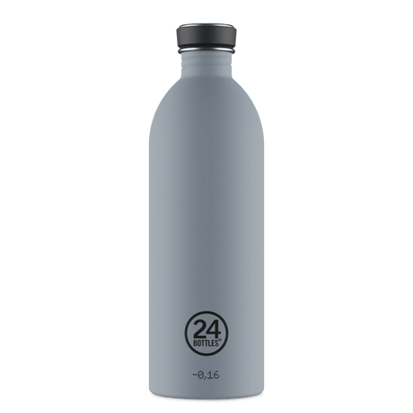 24Bottles Urban Drikkeflaske 1000 ml Formal Grey i rustfritt stål, nærbilde av flaskehalsen