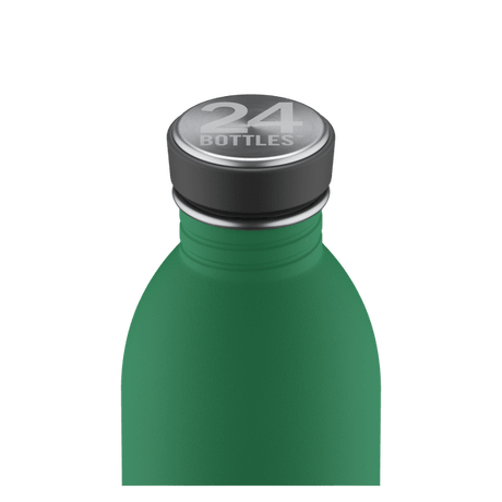 24Bottles Urban Bottle 500 ml Emerald Green i rustfritt stål, nærbilde av flaskehals og kork