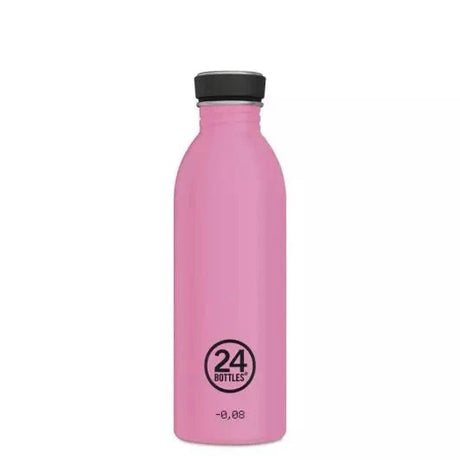 24Bottles Urban Drikkeflaske 500 ml i reactive pink med sort skrukork på hvit bakgrunn