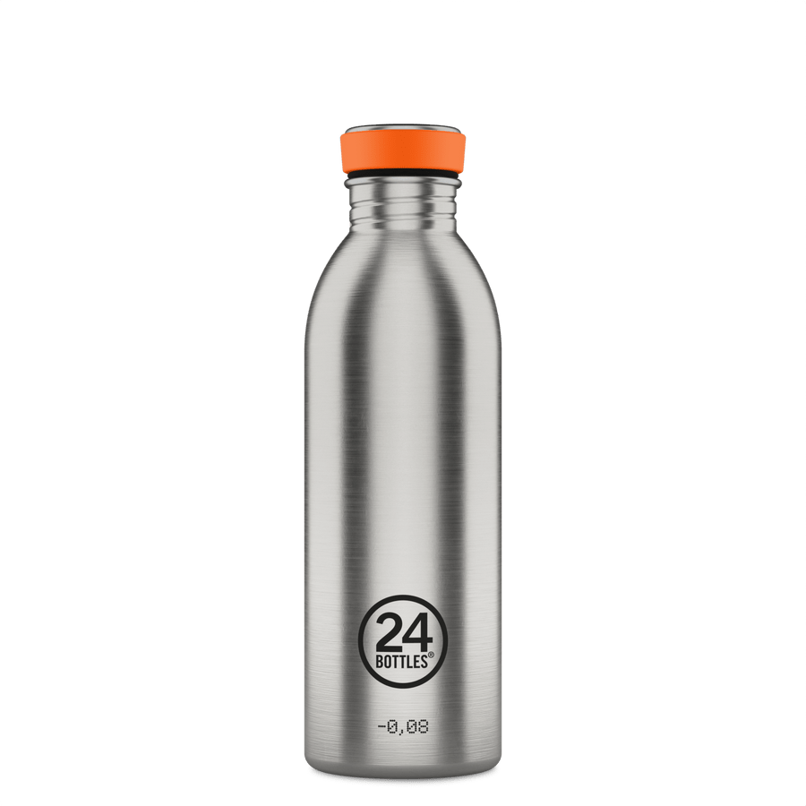 24Bottles Urban Drikkeflaske 500 ml - Steel sett forfra på hvit bakgrunn