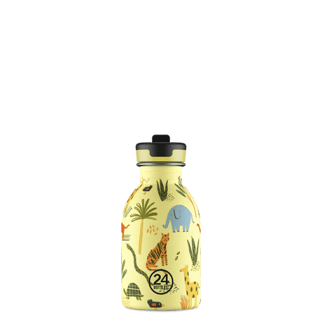 24Bottles Urban drikkeflaske barn 250 ml med jungeldyrmotiv i fargerik design