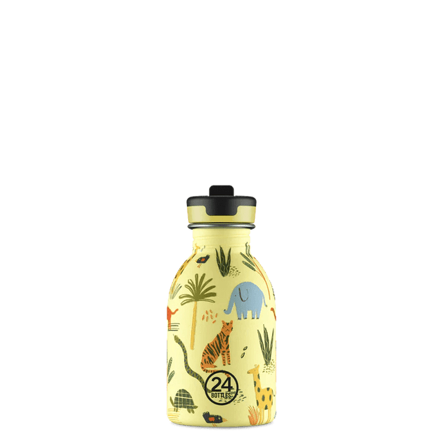 24Bottles Urban drikkeflaske barn 250 ml med jungeldyrmotiv i fargerik design Suztain.no