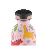 24Bottles Urban Drikkeflaske Barn 250 ml med fargerikt enhjørningsmotiv på rosa bakgrunn