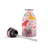 24Bottles Urban drikkeflaske barn 250 ml med magiske dyremotiver og rosa bakgrunn