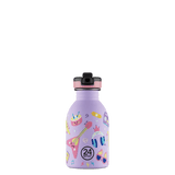 24Bottles Urban Drikkeflaske Barn 250 ml Music Friends i rustfritt stål, sett forfra med lukket kork