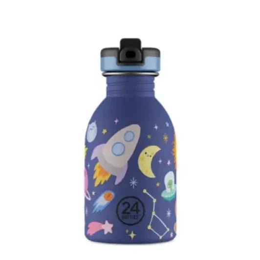 24Bottles Urban Drikkeflaske Barn 250 ml Space Friends i rustfritt stål, sett forfra