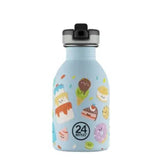 24Bottles Urban Drikkeflaske Barn 250 ml Sweet Friends i rustfritt stål med svart tut, sett forfra