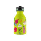 24Bottles Urban Drikkeflaske Barn 250 ml Veggie Friends i rustfritt stål, sett forfra med lokk