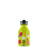 24Bottles Urban Drikkeflaske Barn 250 ml Veggie Friends i rustfritt stål, sett fra siden med lokk