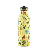 24Bottles Urban Drikkeflaske Barn 500 ml - Jungle Friends med drikketut, sett forfra på hvit bakgrunn
