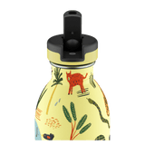 24Bottles Urban drikkeflaske barn 500 ml med jungelmotiv og svart lokk