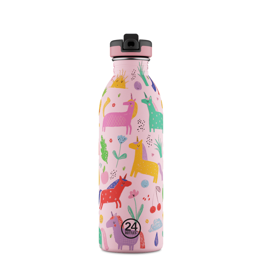 24Bottles Urban drikkeflaske barn 500 ml Magic Friends i rosa med sportskork
