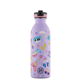 24Bottles Urban Drikkeflaske Barn 500 ml Music Friends i rustfritt stål, sett forfra med drikketut