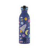 24Bottles Urban Drikkeflaske Barn 500 ml Space Friends i rustfritt stål, sett forfra med lokket lukket