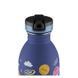 24Bottles Urban Drikkeflaske Barn 500 ml Space Friends i rustfritt stål, nærbilde av lokket